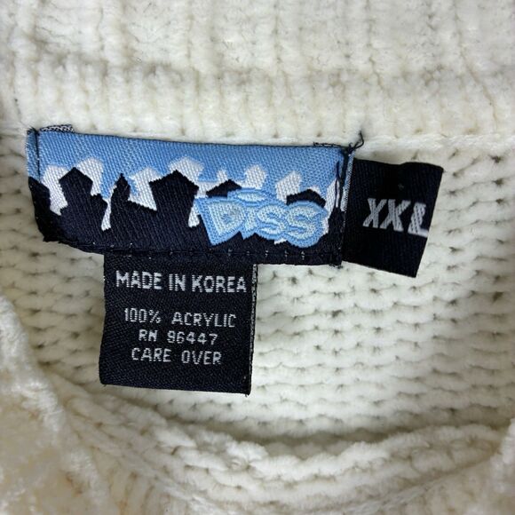 Mens Y2K Sweater Sz XXL Stripe Preppy Oversized DISS - Picture 5 of 6